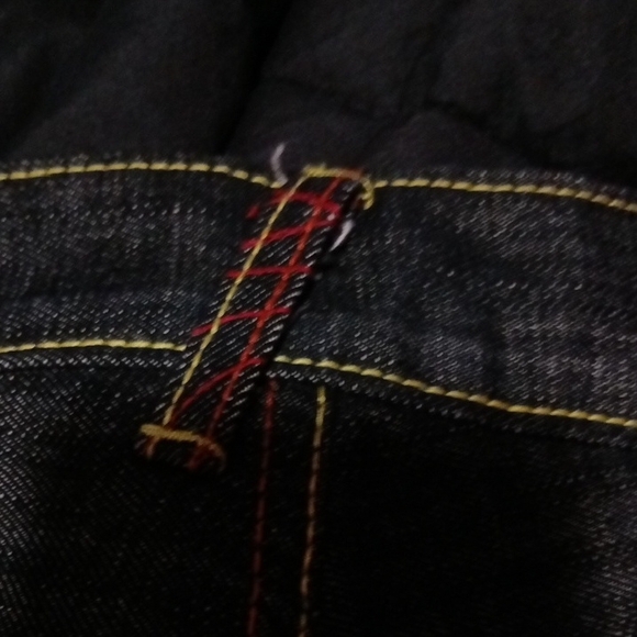 Vintage Red Monkey Men's Blue Jeans with Unique Pocket Design By Martin Ksosoh - Picture 5 of 14